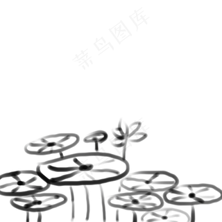 中国风水彩黑颜色线条佛教香荷花