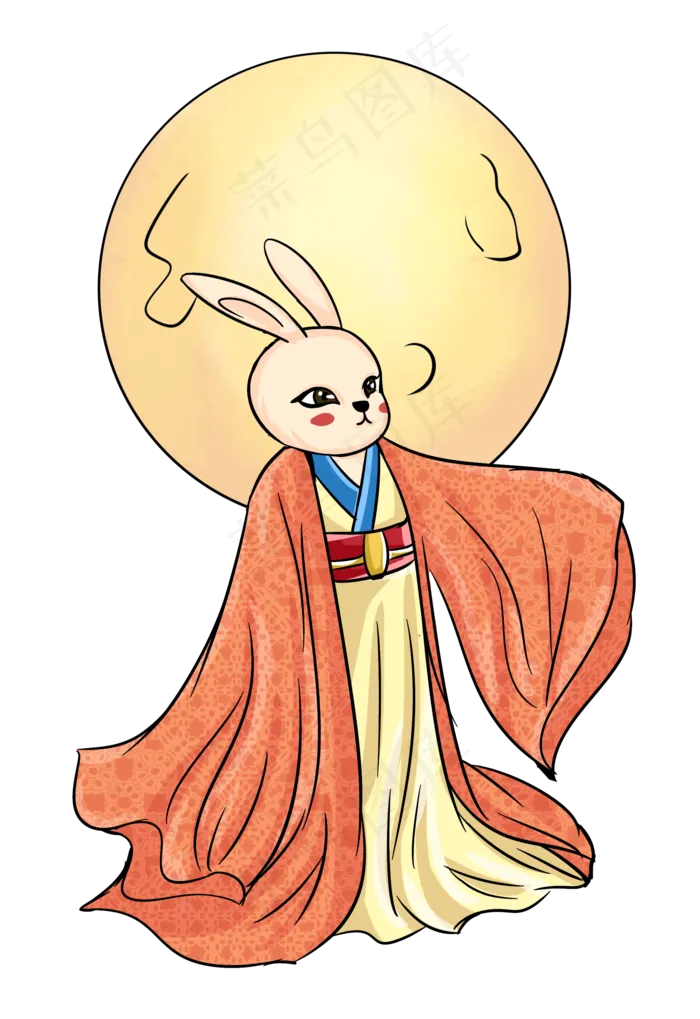 手绘中秋兔子拟人(2000X2912(DPI:300))psd模版下载
