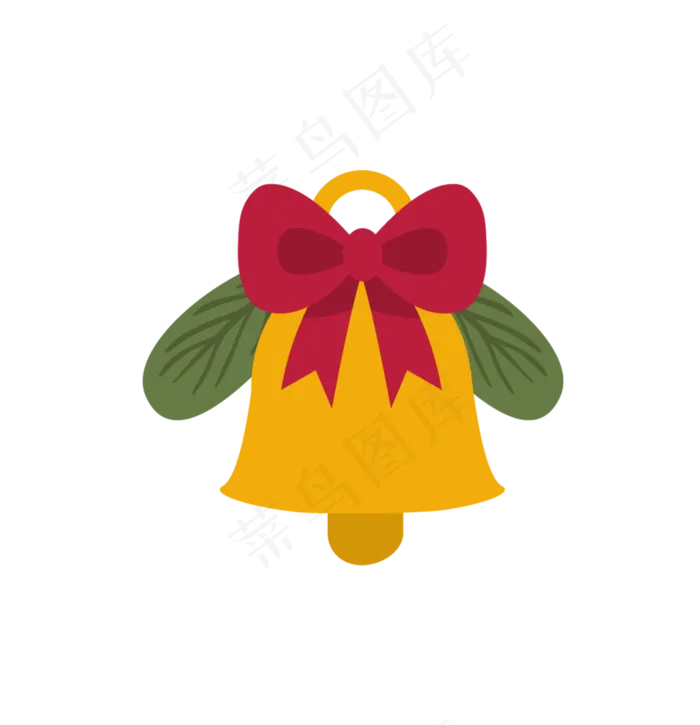 圣诞节金色铃铛红色蝴蝶结叶子PNG,免抠元素(1062*1100px 300 dpi )psd模版下载
