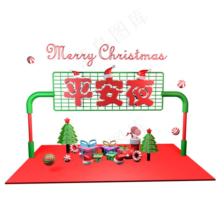 3D平安夜C4D圣诞节场景圣诞树圣诞�,免抠元素(2000X2000(DPI:72))psd模版下载