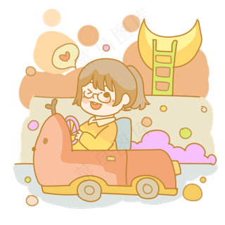 可爱开车小女孩