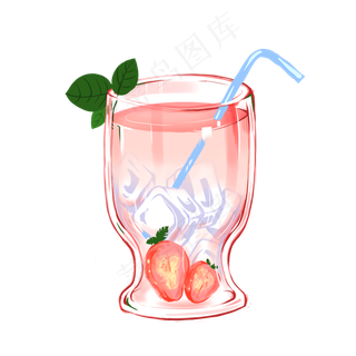 夏天解暑清凉草莓冰镇饮料