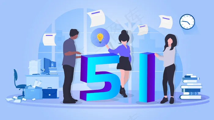 51劳动节工作白领(2880*1620px 300 dpi )ai矢量模版下载