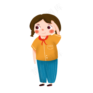 卡通建党节敬礼人物