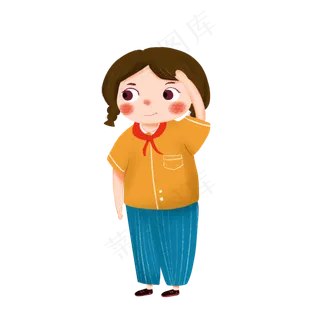 卡通建党节敬礼人物