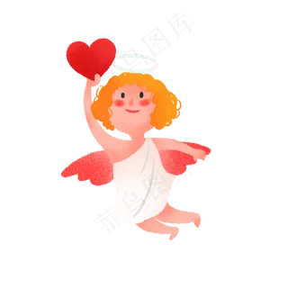 手绘可爱情人节丘比特,免抠元素
