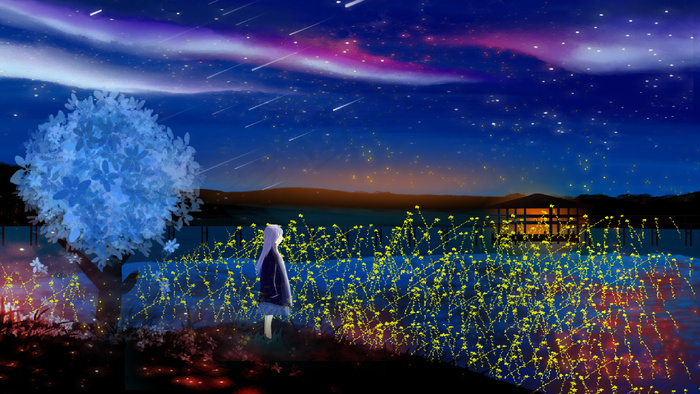 夏天夜晚梦幻星海(2880X1620(DPI:300))psd模版下载
