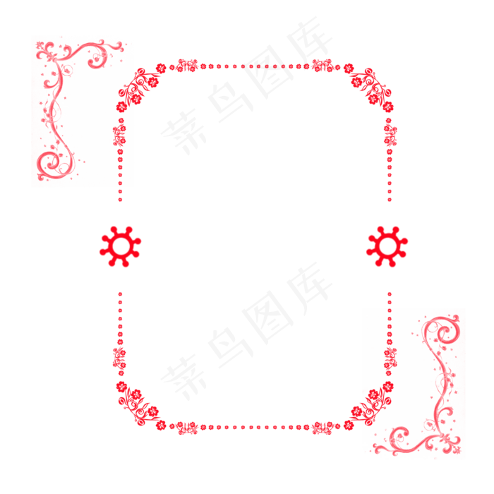 红色花纹花边边框装饰,免抠元素(2000*2000px 300 dpi )psd模版下载