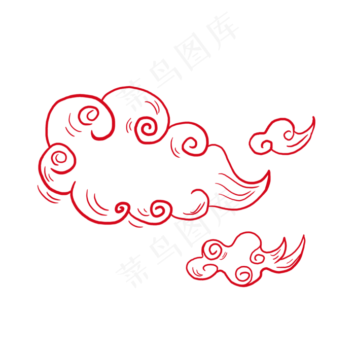 卡通红色云朵素材,免抠元素(2000X2000(DPI:300))psd模版下载