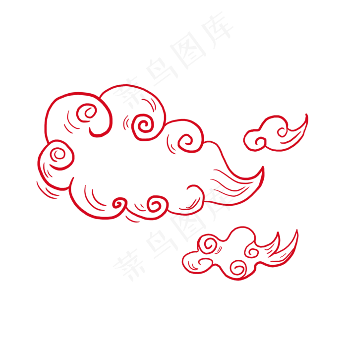 卡通红色云朵素材,免抠元素(2000X2000(DPI:300))psd模版下载