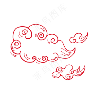 卡通红色云朵素材,免抠元素