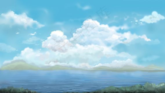 暖春天空漫画风格天空主题碧海蓝天配图
