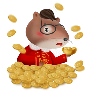 2020年拿金元宝大的生肖鼠,免抠元素