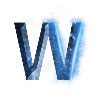 炫酷蓝色星空星辰字母W