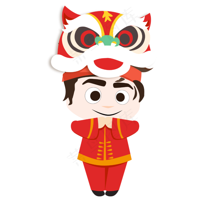新年元宵节拜年男孩形象,免抠元素