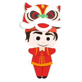 新年元宵节拜年男孩形象,免抠元素