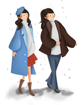 秋装冬装韩风时尚女生,免抠元素