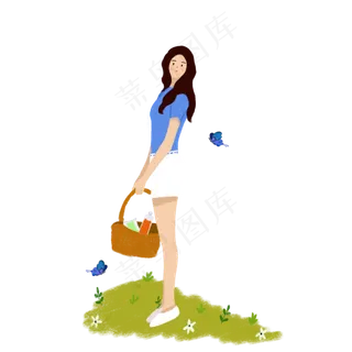 清明节女生踏青出游