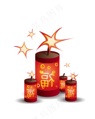 矢量手绘鞭炮爆竹,免抠元素