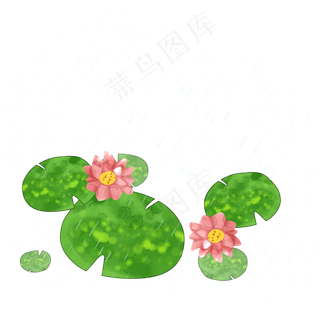 手绘中国风水彩荷花透明底免抠