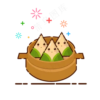 手绘矢量MBE风格粽子