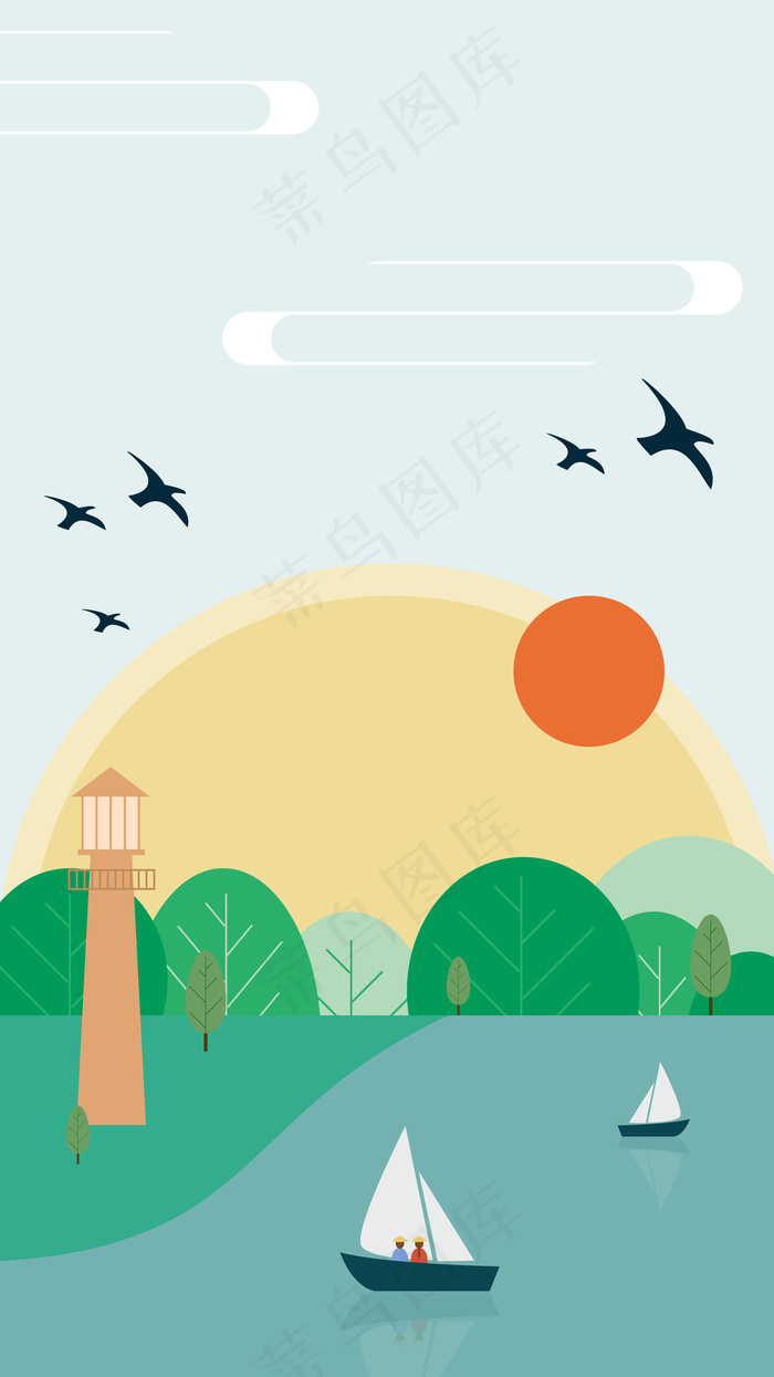 矢量春游扁平清新插画