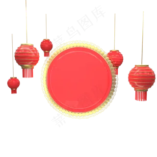 红色金色春节舞台,免抠元素