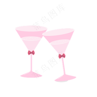 矢量手绘卡通粉色蝴蝶结高脚杯,免抠元素