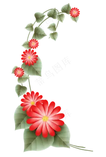 红色立体小菊花和叶子