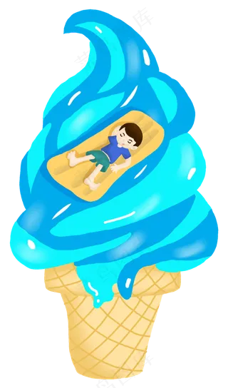 夏天冰淇淋躺着的男孩