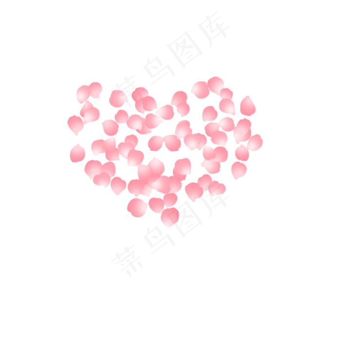 心形粉色玫瑰花瓣PNG(2000X2000(DPI:300))psd模版下载
