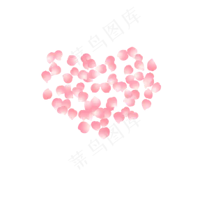 心形粉色玫瑰花瓣PNG