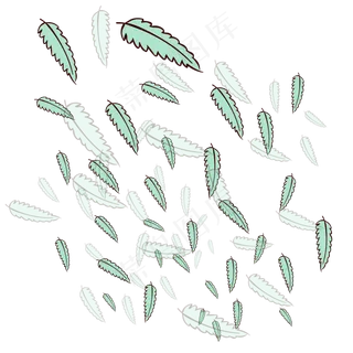 手绘植物树叶漂浮的叶子