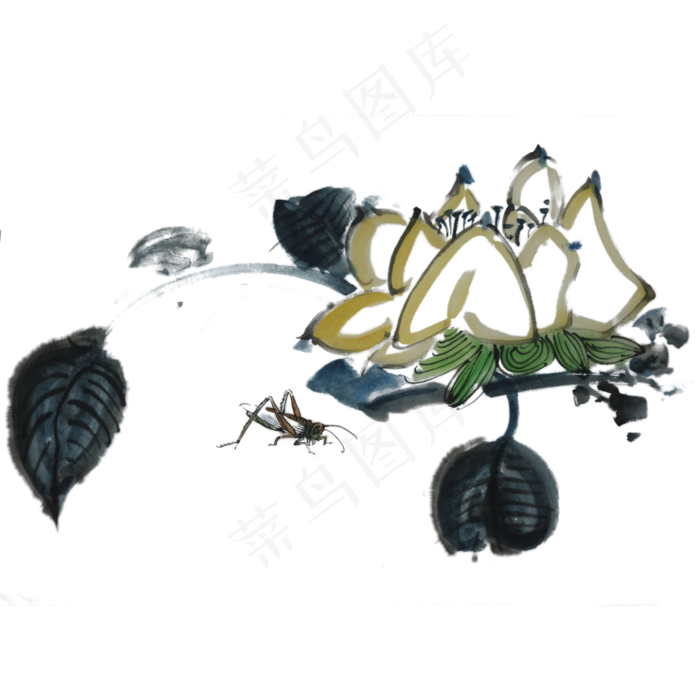 水墨荷花手绘素材(1125X2436(DPI:72))psd模版下载