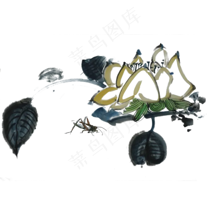 水墨荷花手绘素材(1125X2436(DPI:72))psd模版下载