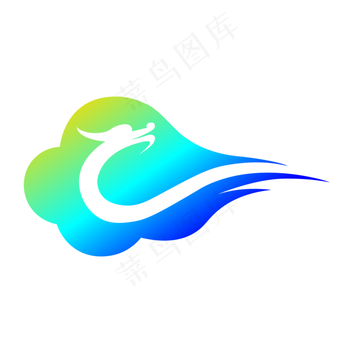 国庆节中国龙LOGO祥云渐变色云中,免抠元素(2000*2000px)ai矢量模版下载