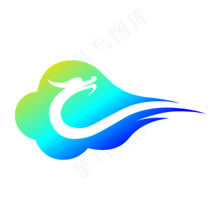 国庆节中国龙LOGO祥云渐变色云中,免抠元素