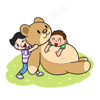 儿童节小男孩和布娃娃