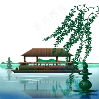 古风风景西湖游船