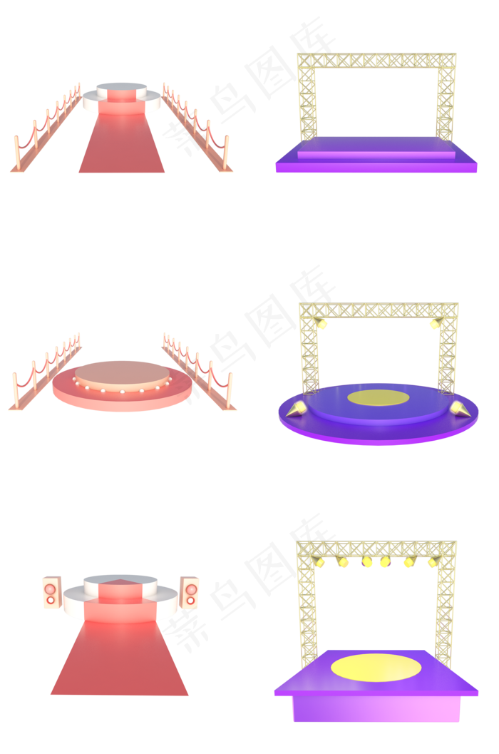 C4D立体电商展台舞台合集,免抠元素