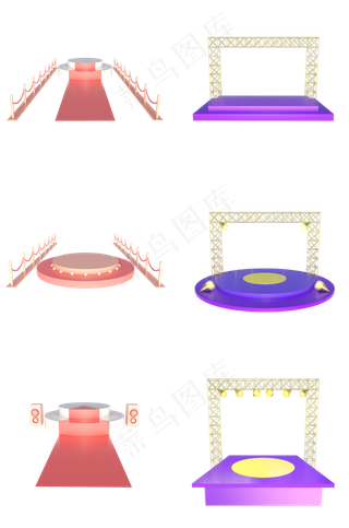 C4D立体电商展台舞台合集,免抠元素