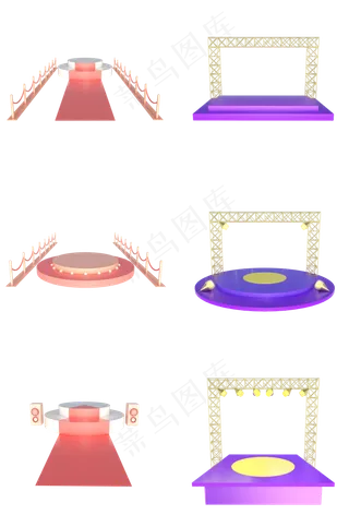 C4D立体电商展台舞台合集,免抠元素