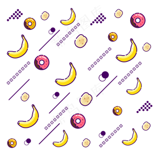 漂浮元素水果香蕉MBE风格彩色