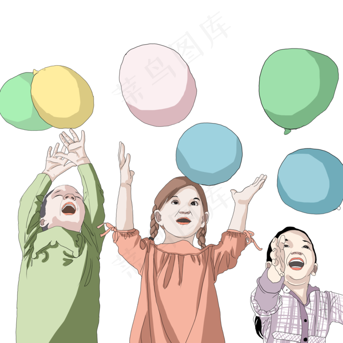 手绘人物插画六一儿童节可爱插图