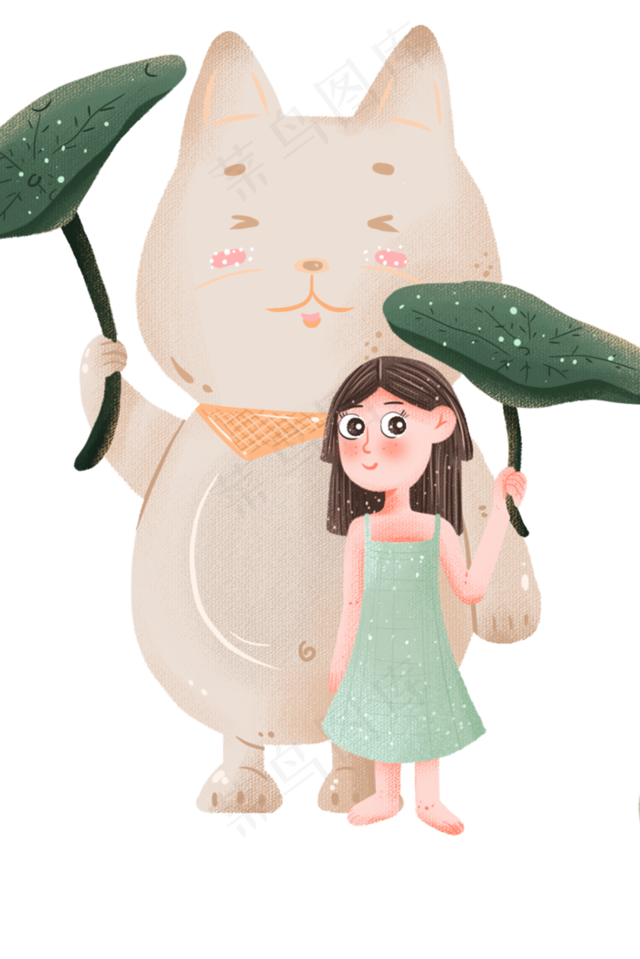 立夏小女孩与动物(3545X5315(DPI:300))psd模版下载