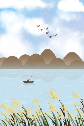 小清新治愈系白露鸿雁