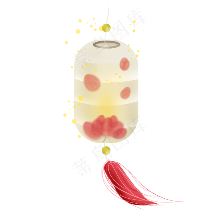 古风红色荷花灯笼,免抠元素