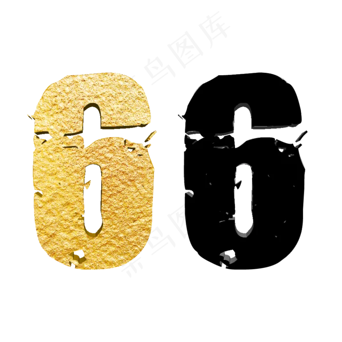 数字6金色黑色岩石立体字psd分层源文件免扣(1000*1000px 	      )psd模版下载