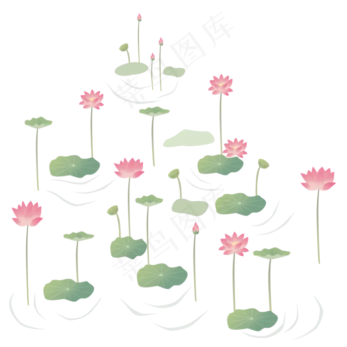 手绘荷塘(2000X2000(DPI:300))psd模版下载