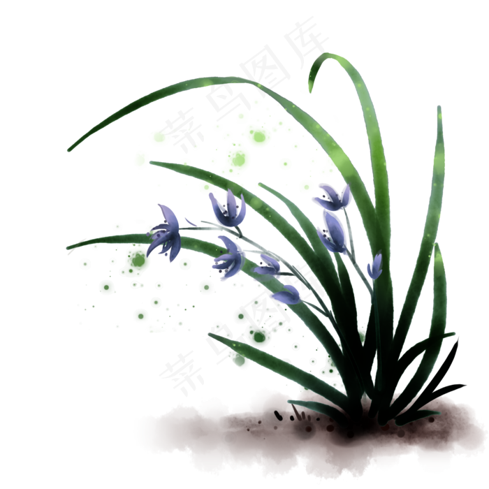 水墨兰花花草